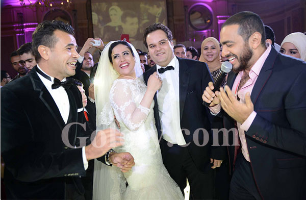 تامر حسني وسامو زين في حفل زفاف ابن شقيقة محسن جابر