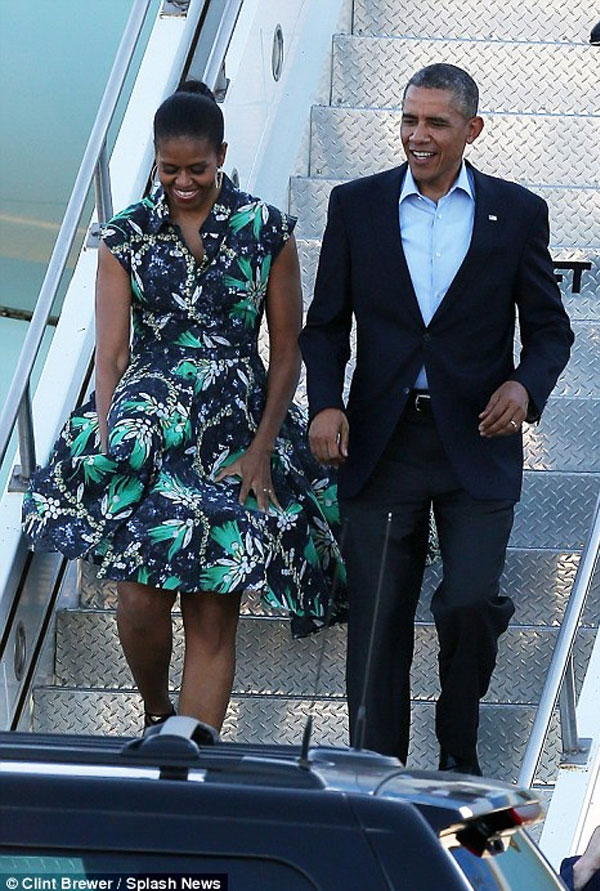 باراك اوباما وزوجته ميشيل في الهند