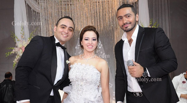 تامر حسني في حفل زفاف شريف ورانيا