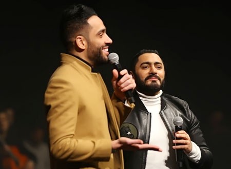 في أول حفل له بعد إعلان إصابته بالبهاق.. رامي جمال يشعل حفل المنارة مع تامر حسني.. صور